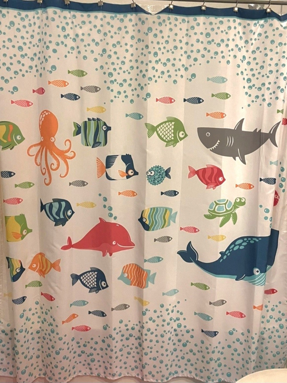 Circo Whimsical Ocean Animals Fabric Shower Curtain in Multicolor-NWOT- 72"× 72"